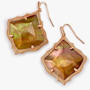 NWT Kendra Scott RARE & Retired Kirsten Earrings Brown Pearl & Rose Gold GORG!